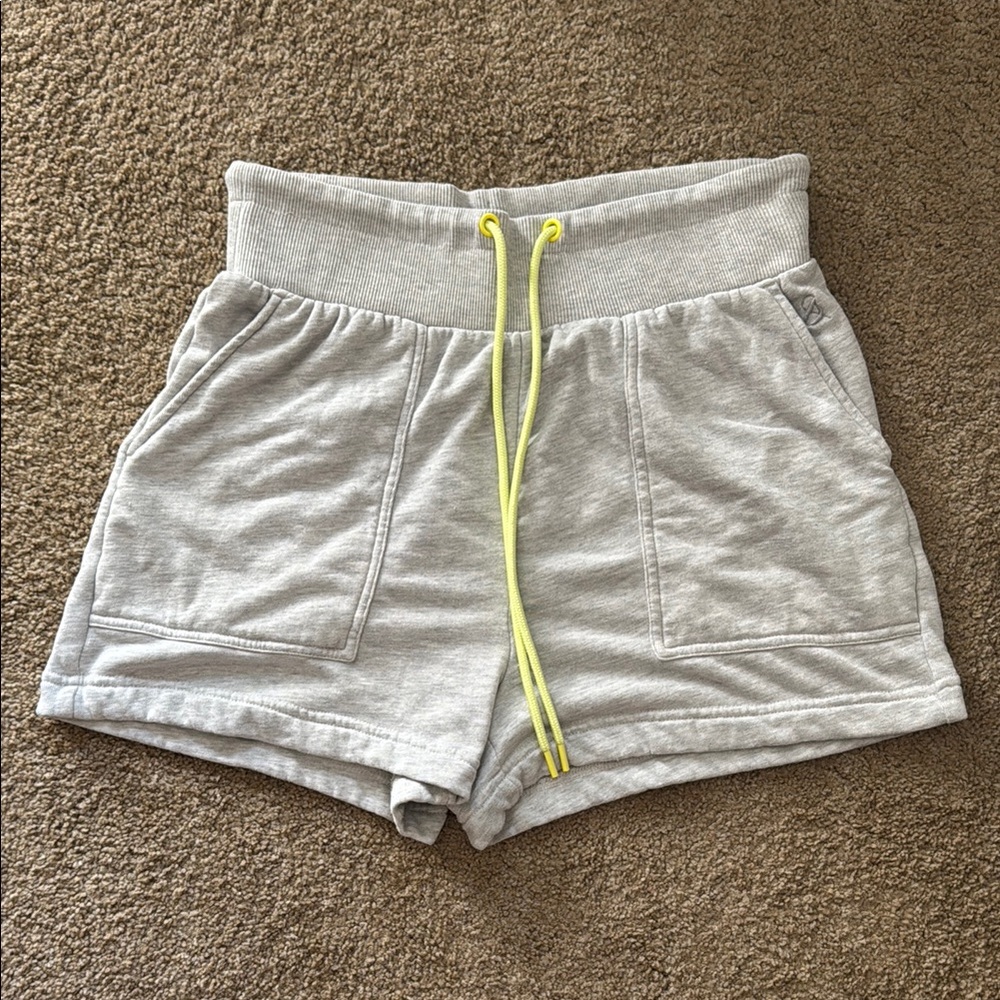 Lou & Grey Gray Athletic Shorts with Yellow Drawstring